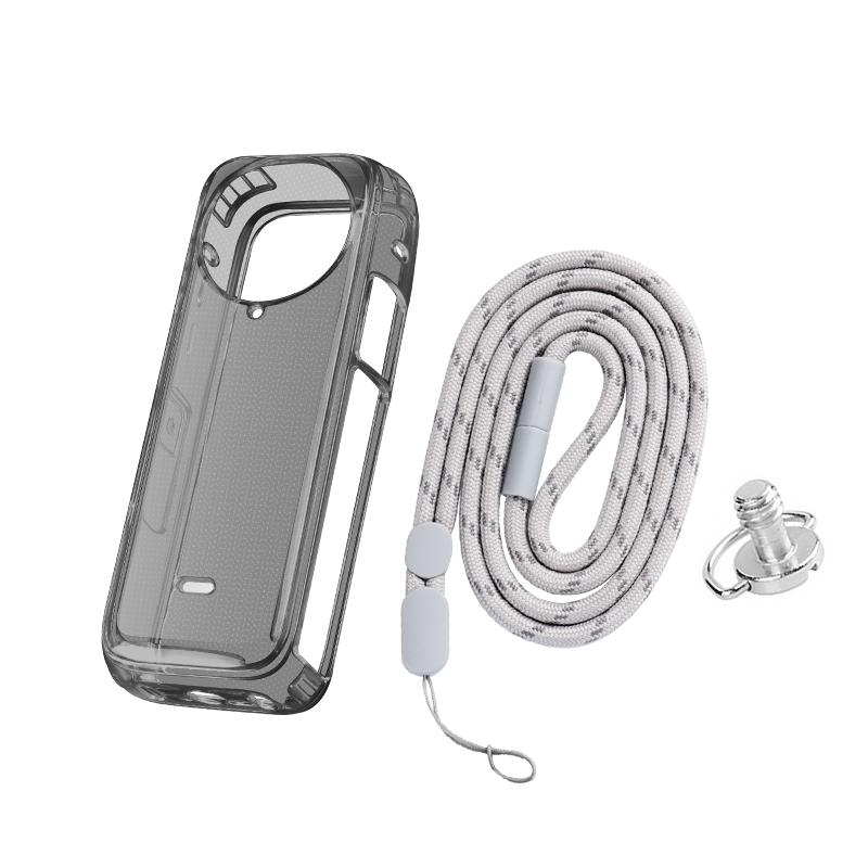 Clear Soft Tpu Protective Case for Insta360 X4 - 1.5mm Thickness - Clear Black - With Hand Strap