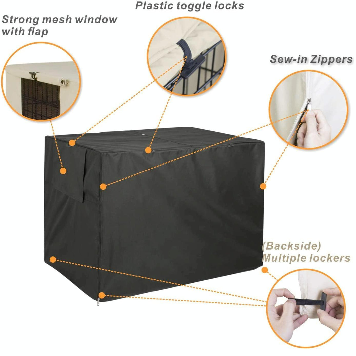 Outdoor Pet Cage Cover - Waterproof & Dustproof - 79x50.8x53cm - Black