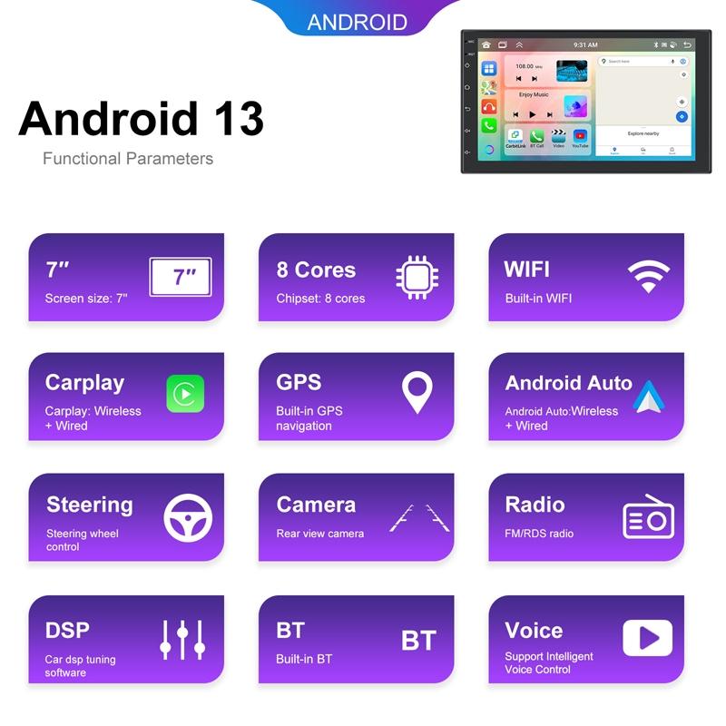 Universal Wireless Carplay Car Navigation Center - 13.0 Monitor - Standard + Ahd Camera 9Inch