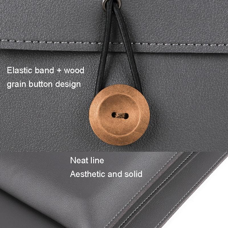 Waterproof Elastic Button Laptop Handbag - Pu Material - Grey - 15.4/16 Inch