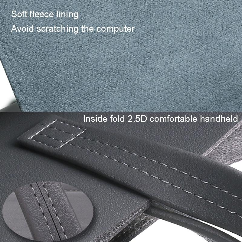Waterproof Elastic Button Laptop Handbag - Pu Material - Grey - 15.4/16 Inch