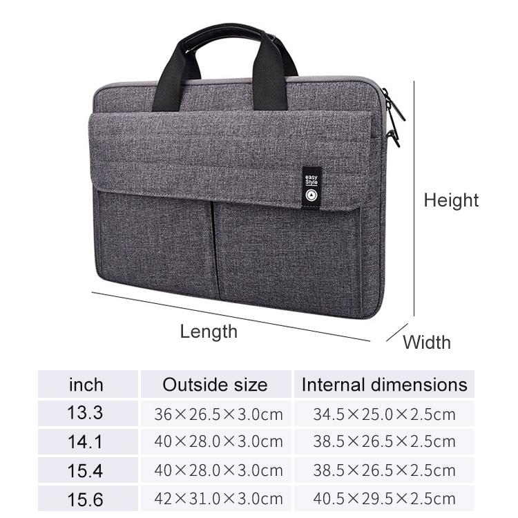 14.1 Inch Laptop Carrying Bag with Shoulder Strap - Handheld Briefcase Style - Grey