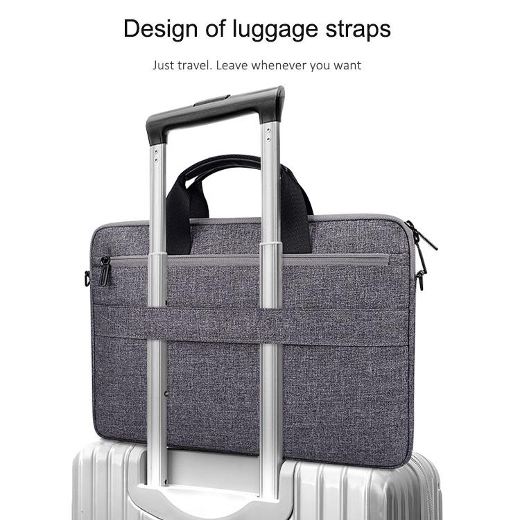 14.1 Inch Laptop Carrying Bag with Shoulder Strap - Handheld Briefcase Style - Grey