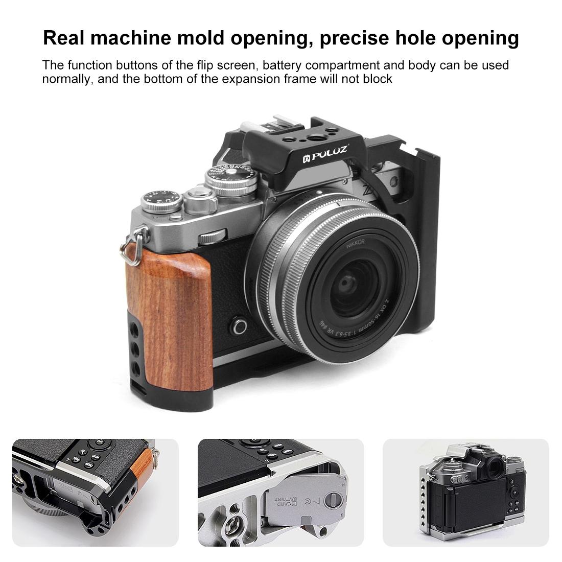 Wood Handle Metal Camera Cage For Nikon Zfc Stabilizer Rig - Black