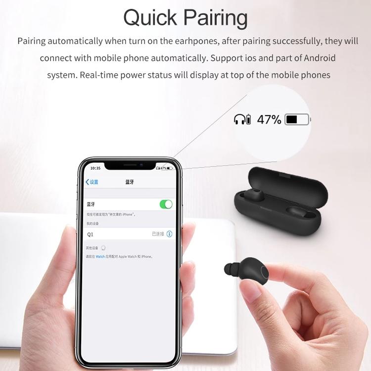 Wireless Sports Bluetooth 5.0 Earphones - Binaural Stereo - Black