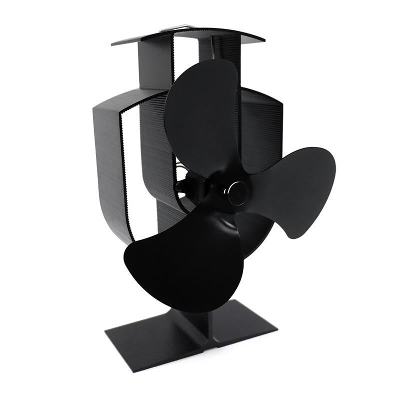 High-temp Metal Heat-powered Stove Fan - 3 Blades - Black