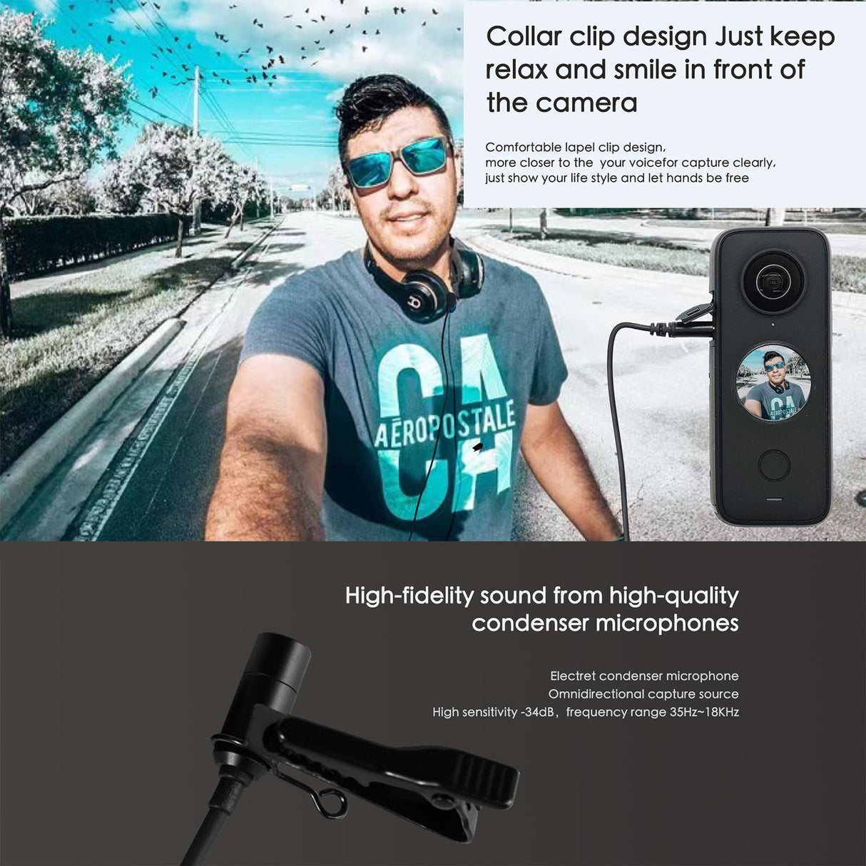 Insta360 one X2 Lavalier Clip Microphone