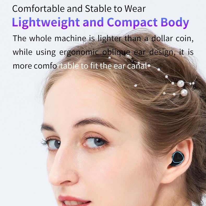 Wireless Bluetooth 5.0 Earphones with Digital Display and Charging Box - Black