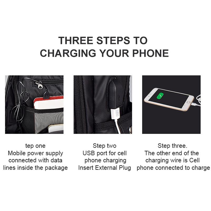 Waterproof Laptop Backpack with Usb Interface for 15 Laptops - Black