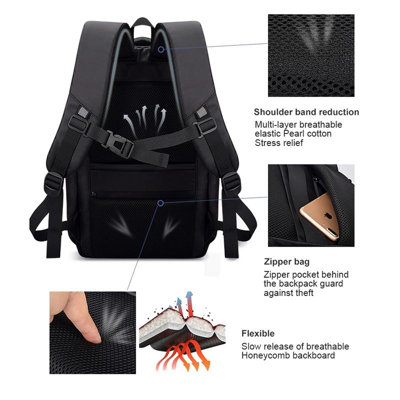 Waterproof Laptop Backpack with Usb Interface for 15 Laptops - Black