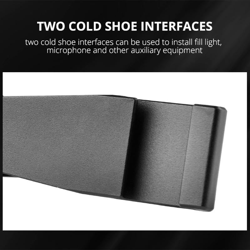 Aluminum Dual Cold Shoe Mount Adapter Extension Bracket - Black