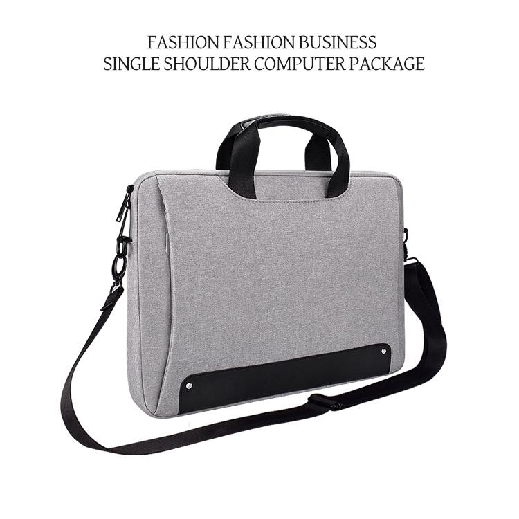 Waterproof Oxford Cloth Laptop Bag with Concealed Handle & Luggage Tie Rod - Black