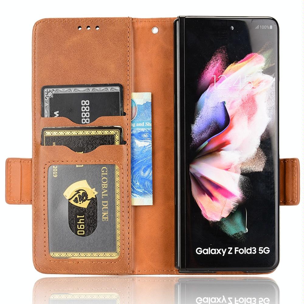 For Samsung Galaxy Z Fold4 5G Symmetrical Leather Triangle Phone Case - Blue
