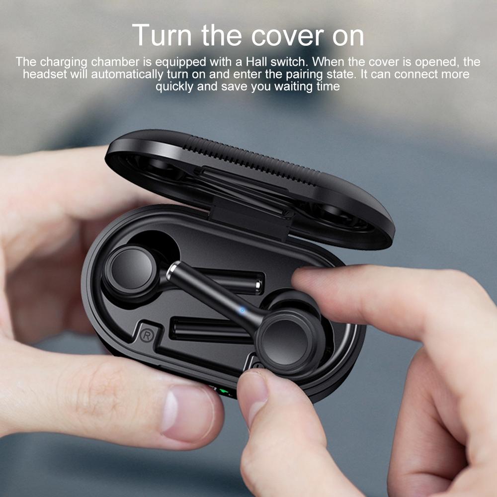Wireless Bluetooth 5.0 Earphone with Digital Display and Noise Reduction - Black