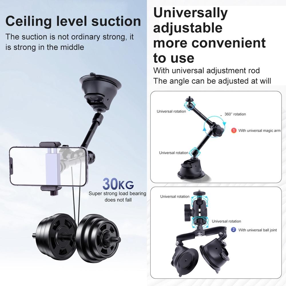 Single Suction Cup Arm Phone Mount with Connecting Rod
