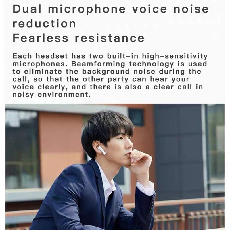 Wireless Dual Mic Noise-cancelling Earbuds with Charging Case - Black