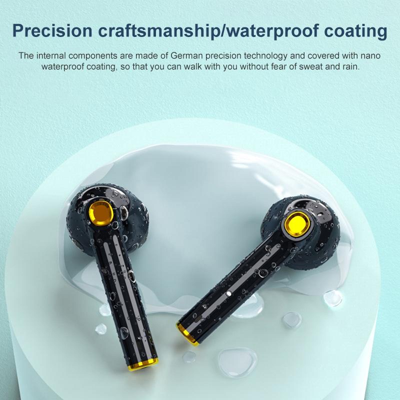 Waterproof Bluetooth Earphones with Digital Display - Black