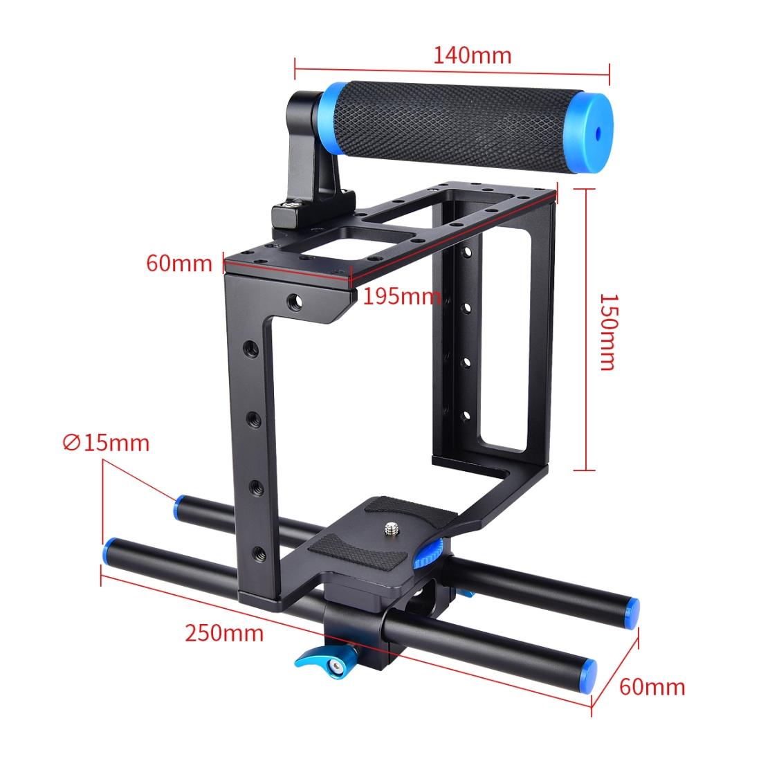 Protective Dslr Camera Cage With Stabilizer And Top Handle - Black