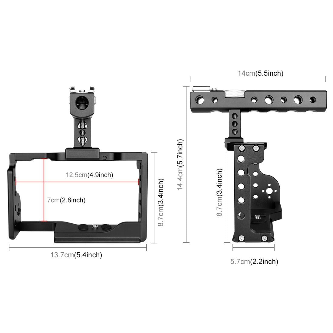 Video Camera Cage Stabilizer With Handle - Black for Sony A6600