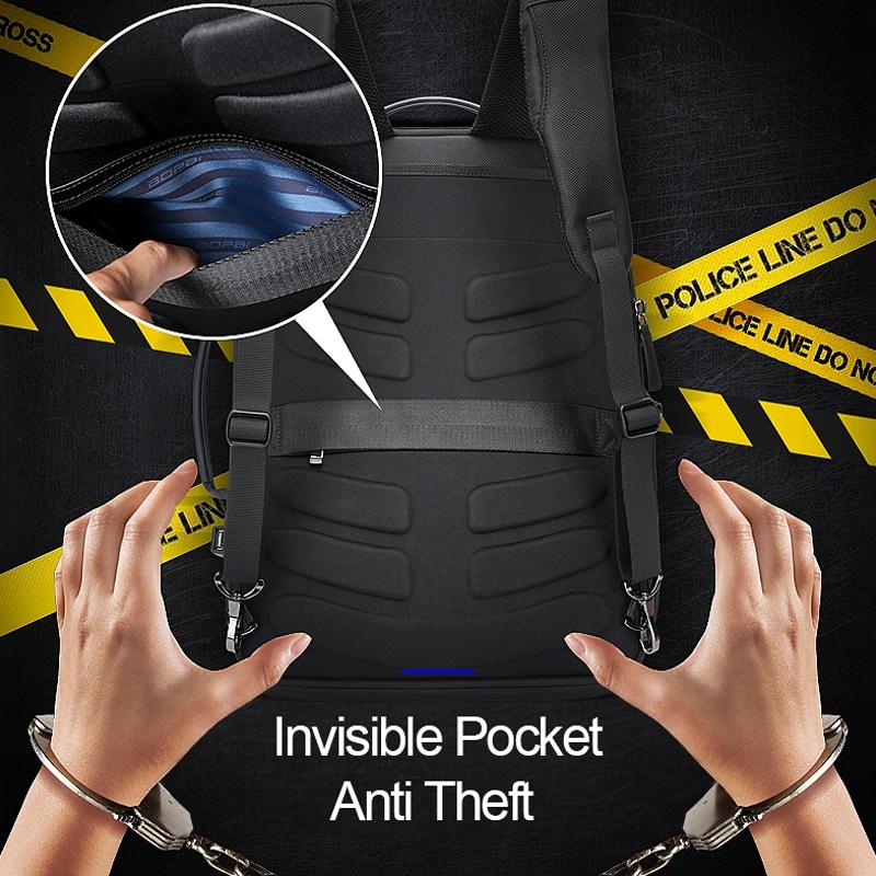 Waterproof Anti-Theft Usb Shoulder Bag - Large Capacity - Black