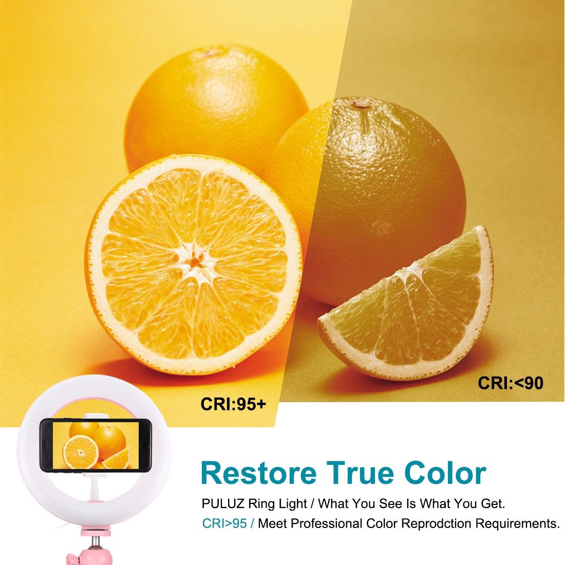 7.9 Led Ring Light with Tripod and Phone Clamp - 3 Modes Dimmable Dual Colour Temperature - Black