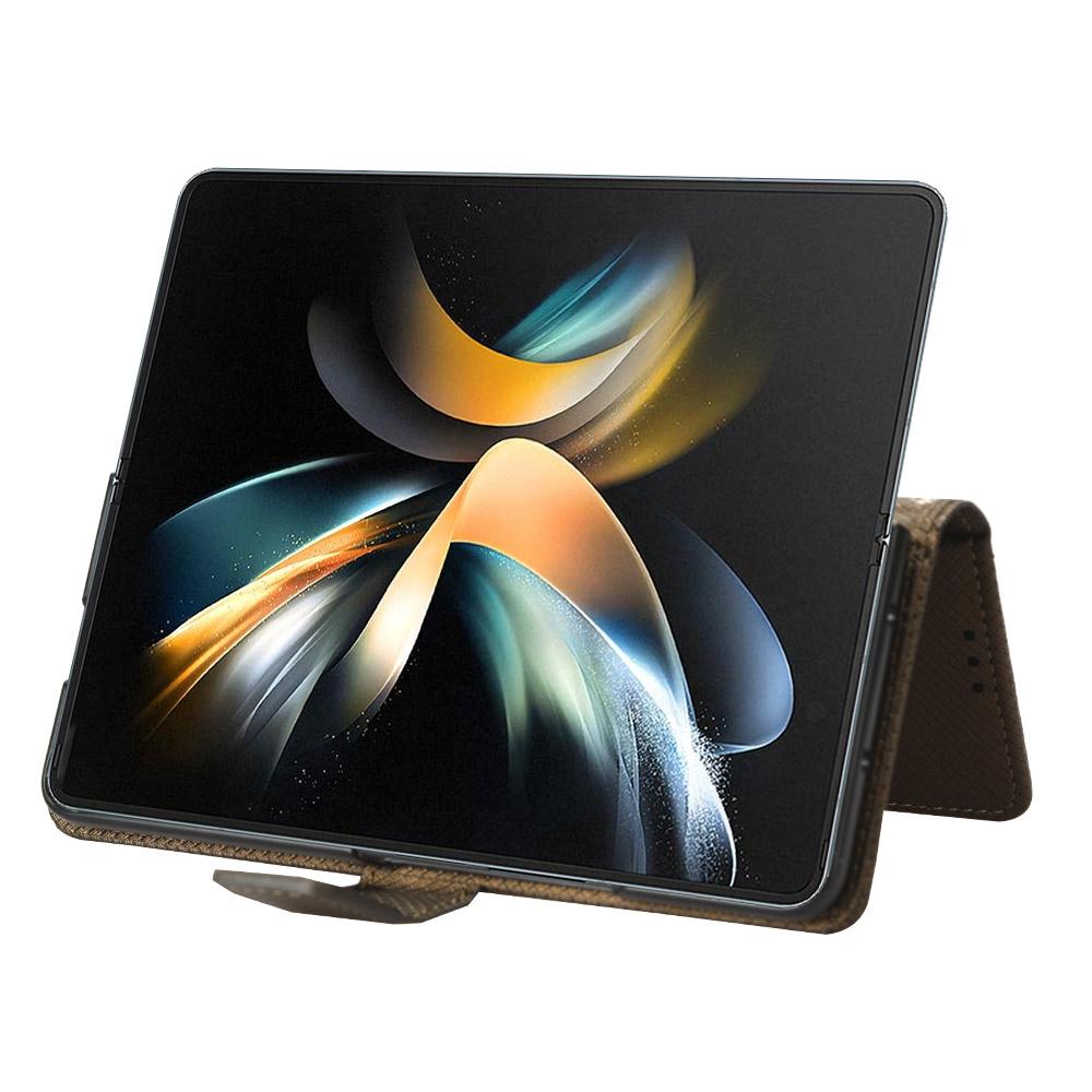 For Samsung Galaxy Z Fold4 5G Textured Leather Phone Case - Black