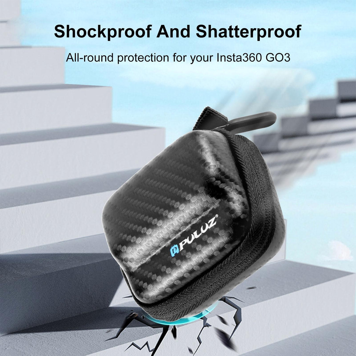 Portable Carbon Fiber Eva Storage Bag for Insta360 Go 3 / 3s Mini Body - Black