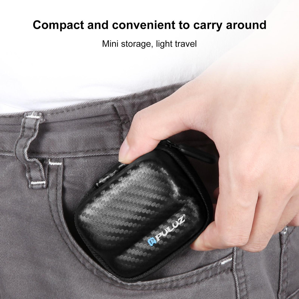 Portable Carbon Fiber Eva Storage Bag for Insta360 Go 3 / 3s Mini Body - Black