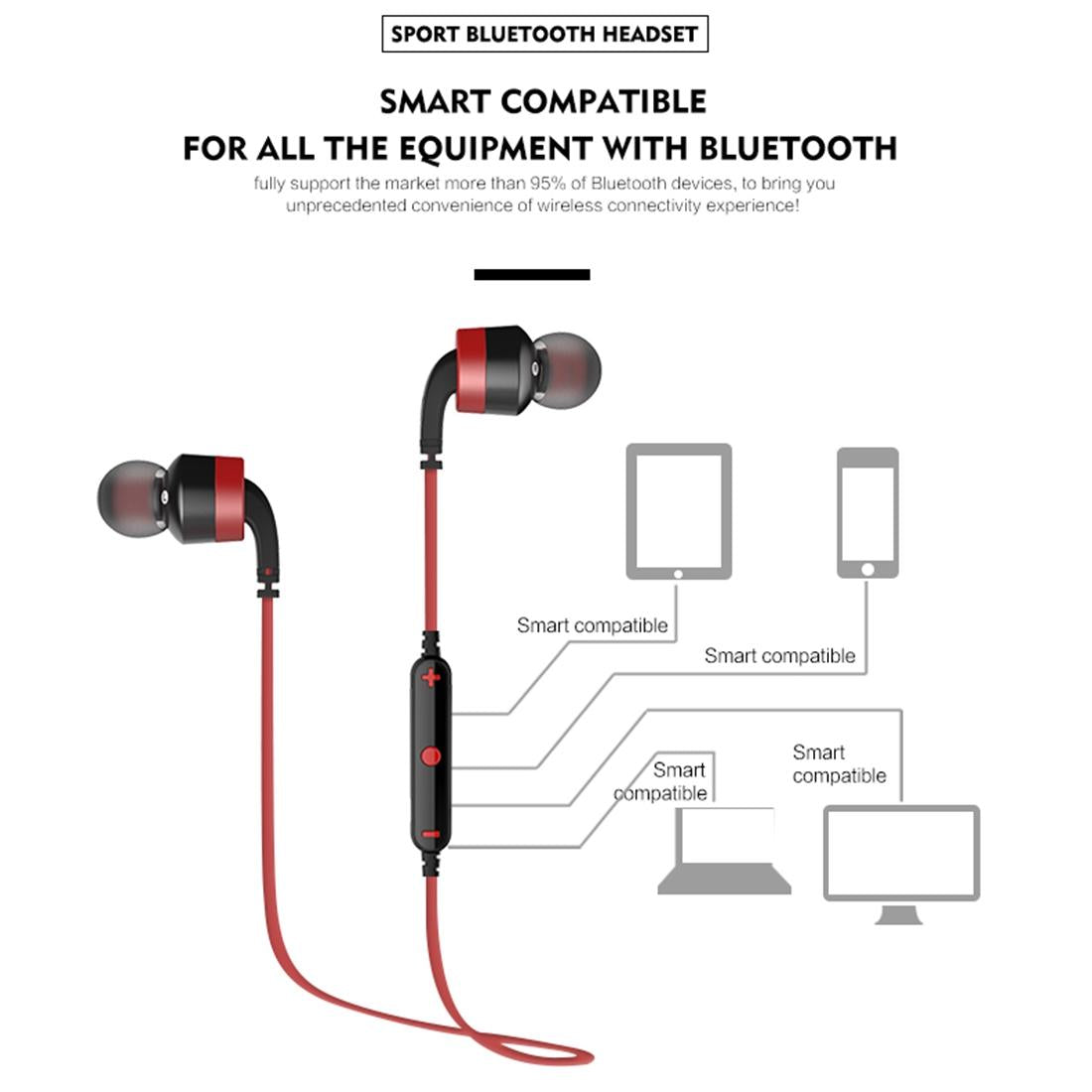 Wireless Sport Bluetooth Earphones with In-line Control - Black - Black