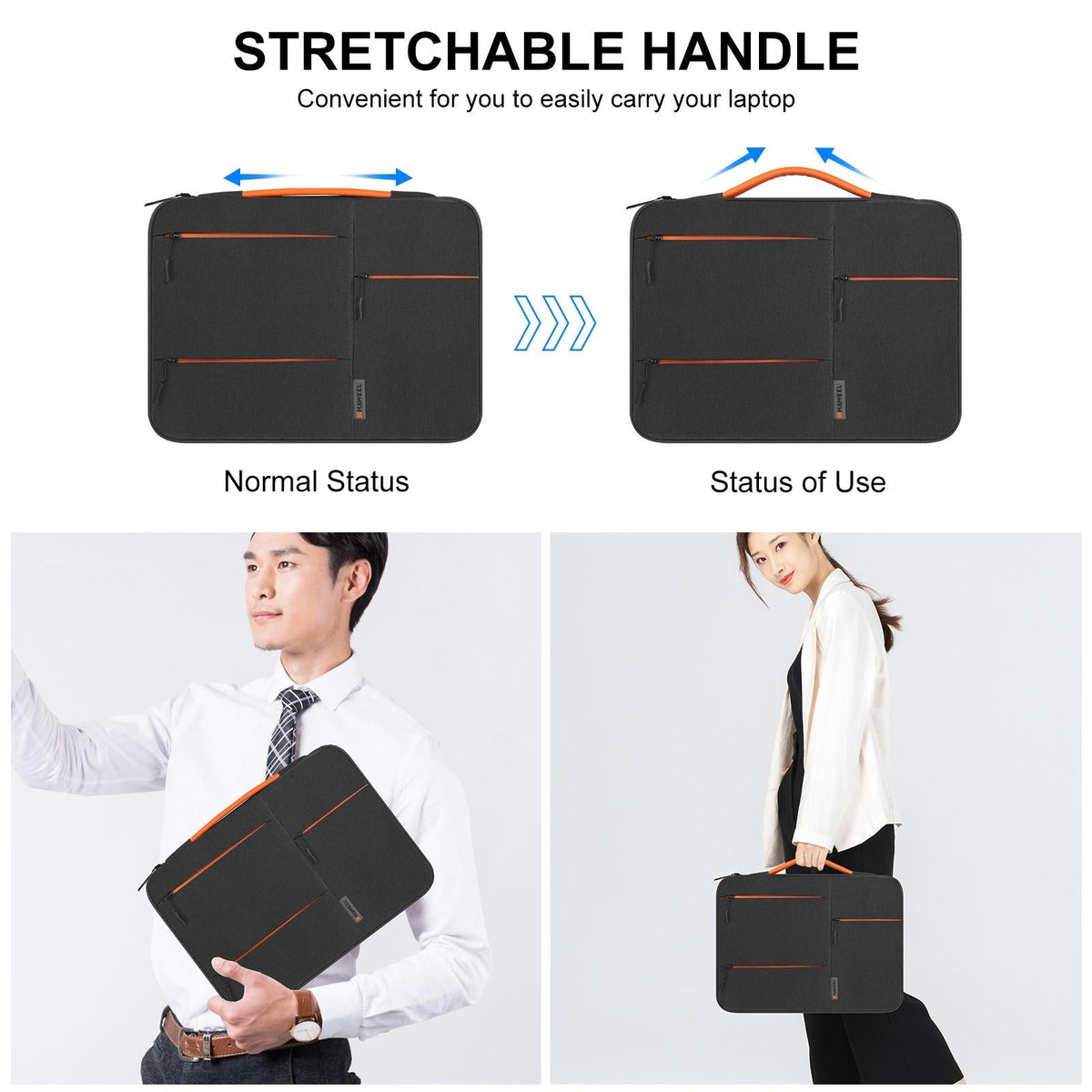 13 Laptop Sleeve Case for Macbook Samsung Thinkpad Sony Dell Alienware Chuwi Asus Hp -13.5 Inch Zipper Briefcase Handbag - Black
