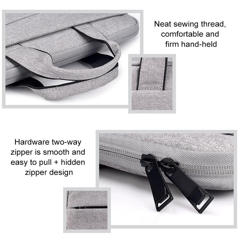 Portable Laptop Tablet Bag - 15.4 Inch Double Side Pockets Soft Handle Oxford Cloth - Black