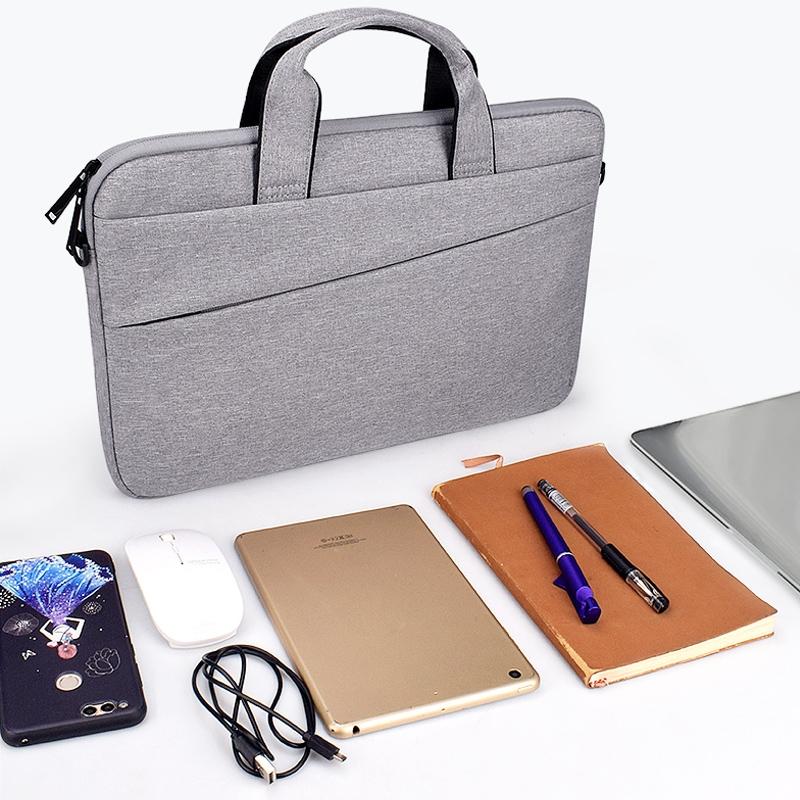 Portable Laptop Tablet Bag - 15.4 Inch Double Side Pockets Soft Handle Oxford Cloth - Black