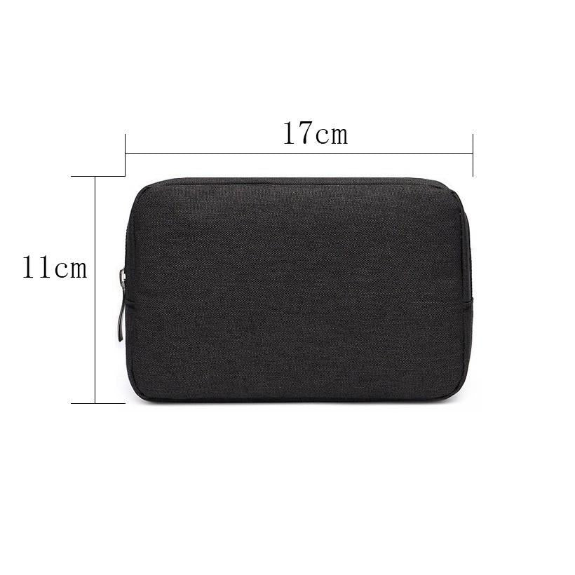 Versatile Headphone Charger & Data Cable Storage Bag - 17 x 11.5 x 5.5cm - Black