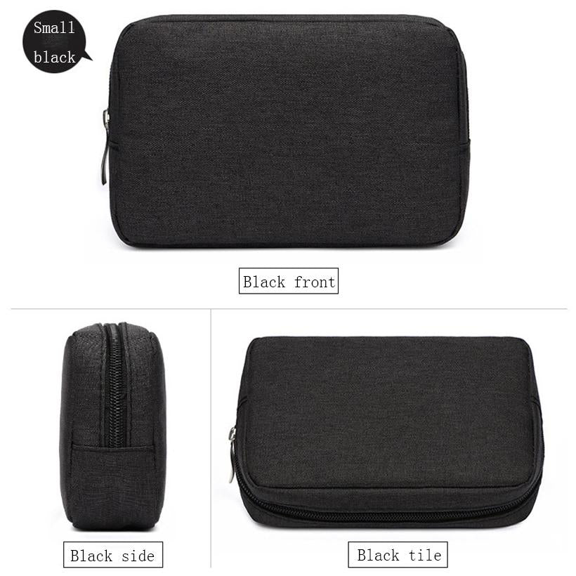 Versatile Headphone Charger & Data Cable Storage Bag - 17 x 11.5 x 5.5cm - Black