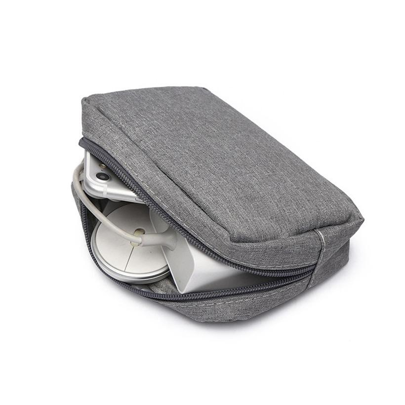 Versatile Headphone Charger & Data Cable Storage Bag - 17 x 11.5 x 5.5cm - Black