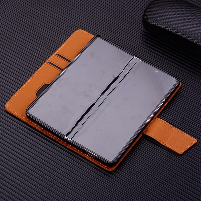 For Samsung Galaxy Z Fold4 5G Leather Phone Case With Diamond Buckle And Lanyard - Brown