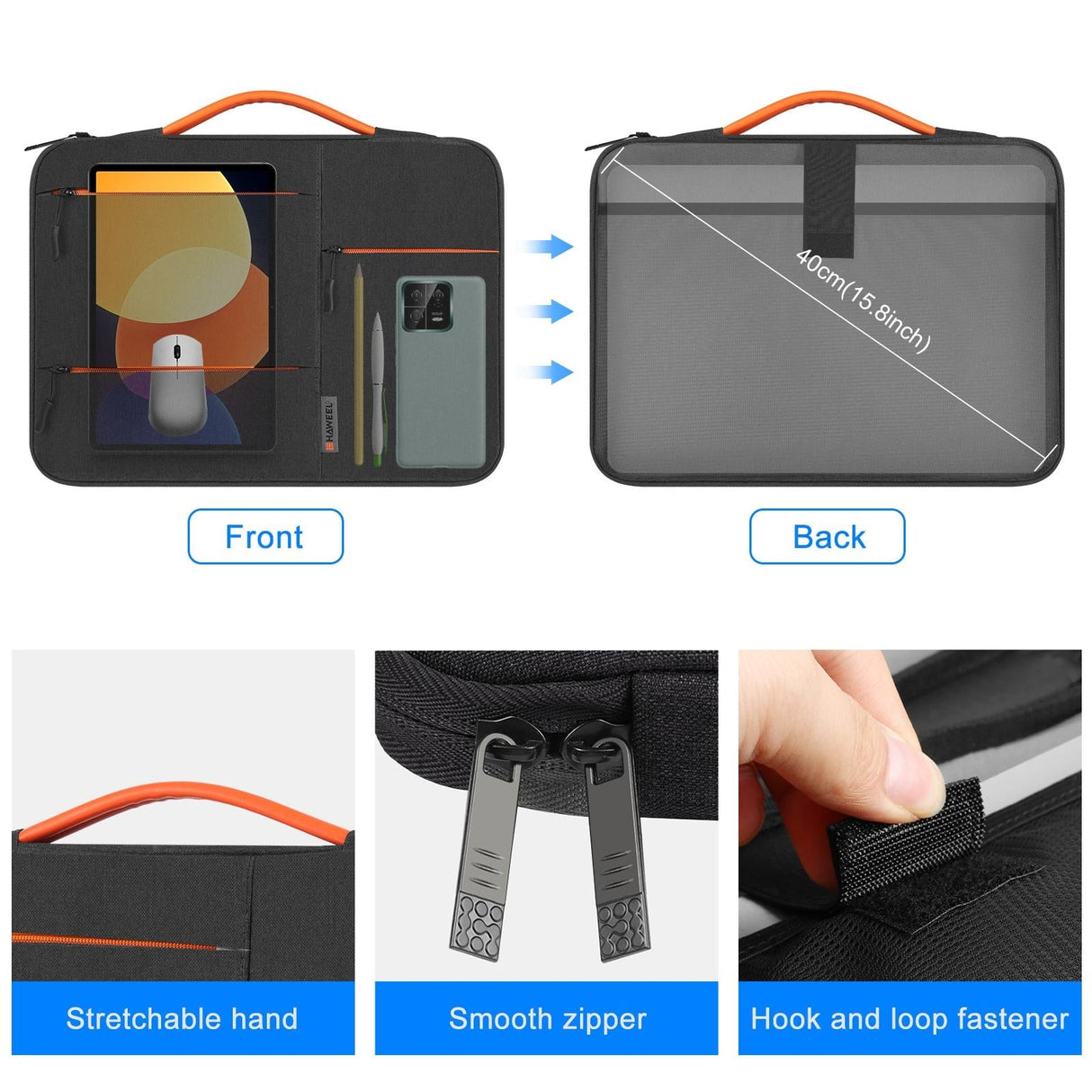 14-15 Inch Laptop Sleeve Briefcase for Macbook Samsung Thinkpad Sony Dell Alienware Chuwi Asus Hp - Black