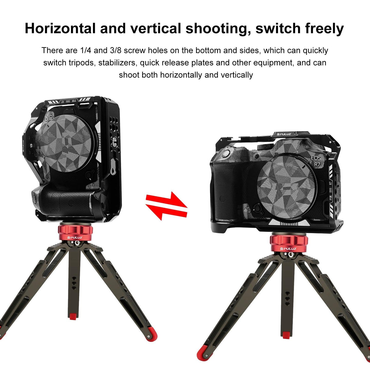 Metal Camera Cage For Canon Eos R7 Stabilizer Rig - Black