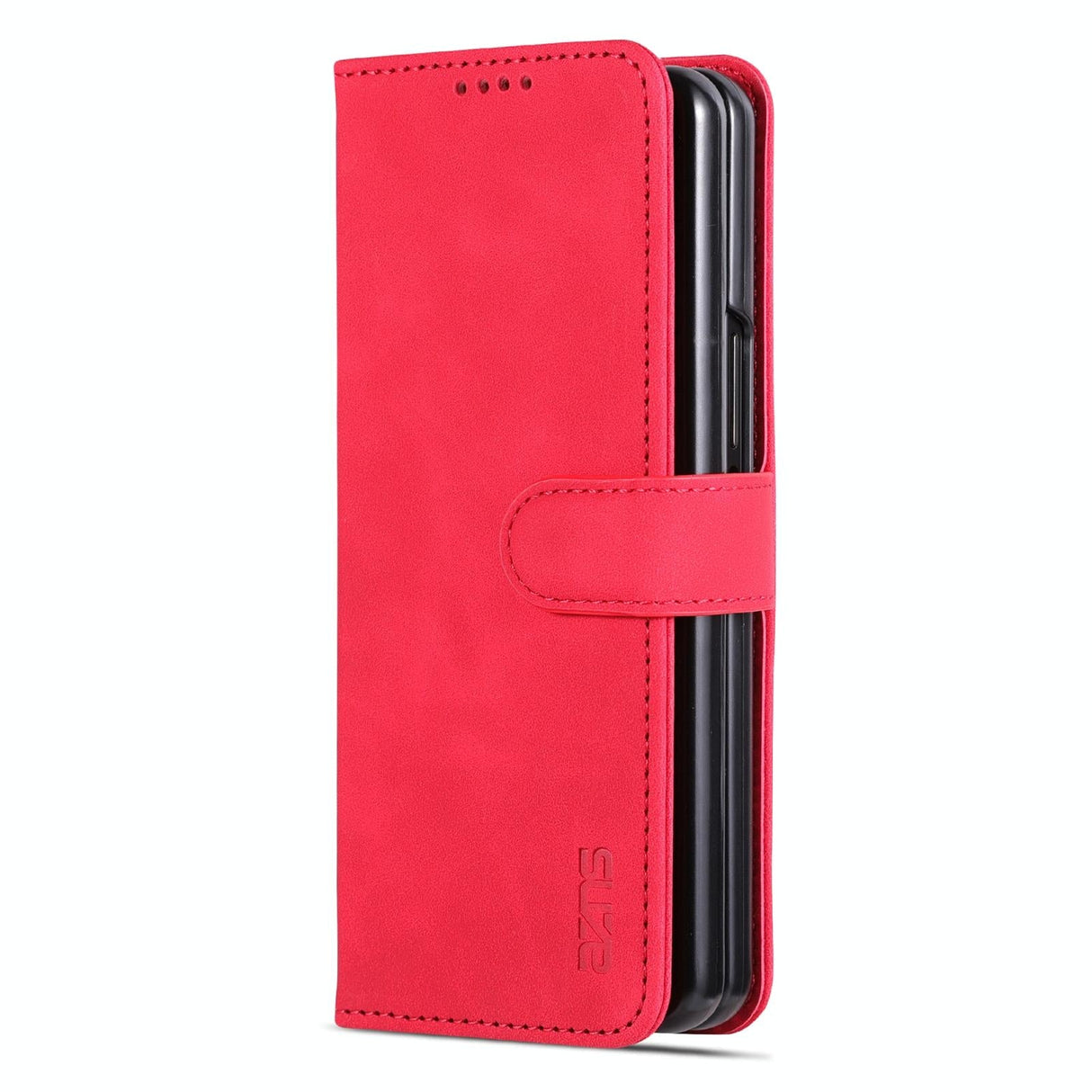 For Samsung Galaxy Z Fold4 5G Leather Phone Case - Smooth Calf Texture - Red