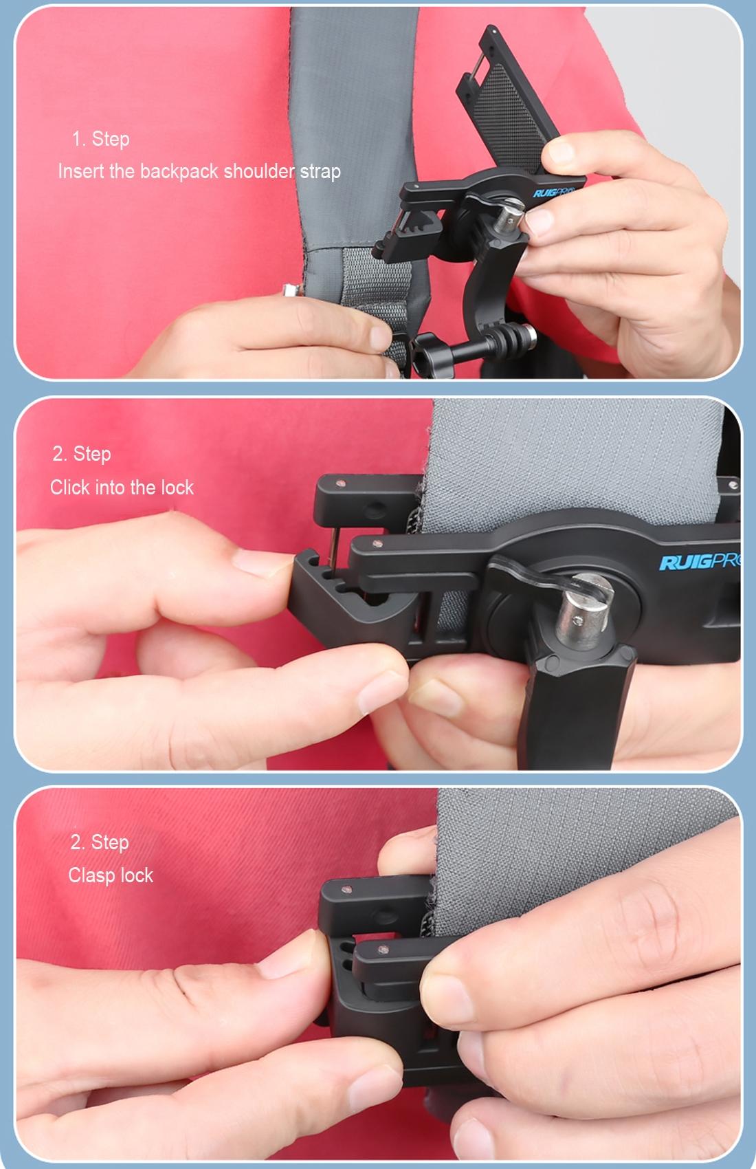 360 Degree Rotating Quick Release Backpack Strap Mount for Gopro Hero 12