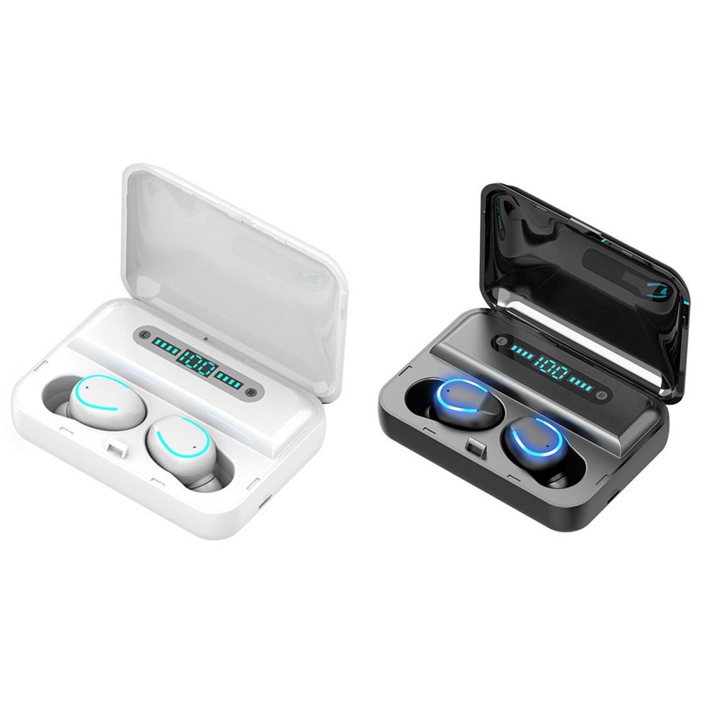 Touch Bluetooth Earphones with Noise Reduction & Breathing Light Digital Display and Charging Box - Black