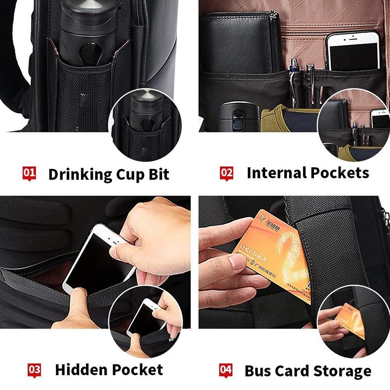 Business Waterproof Anti-Theft Double Shoulder Bag With Usb Port - 27X16.5X40Cm Black