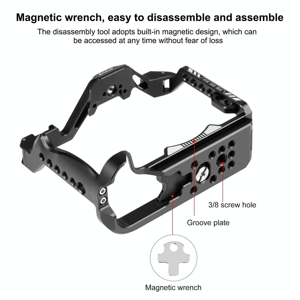 Metal Camera Cage For Canon Eos R10 Stabilizer Rig - Black