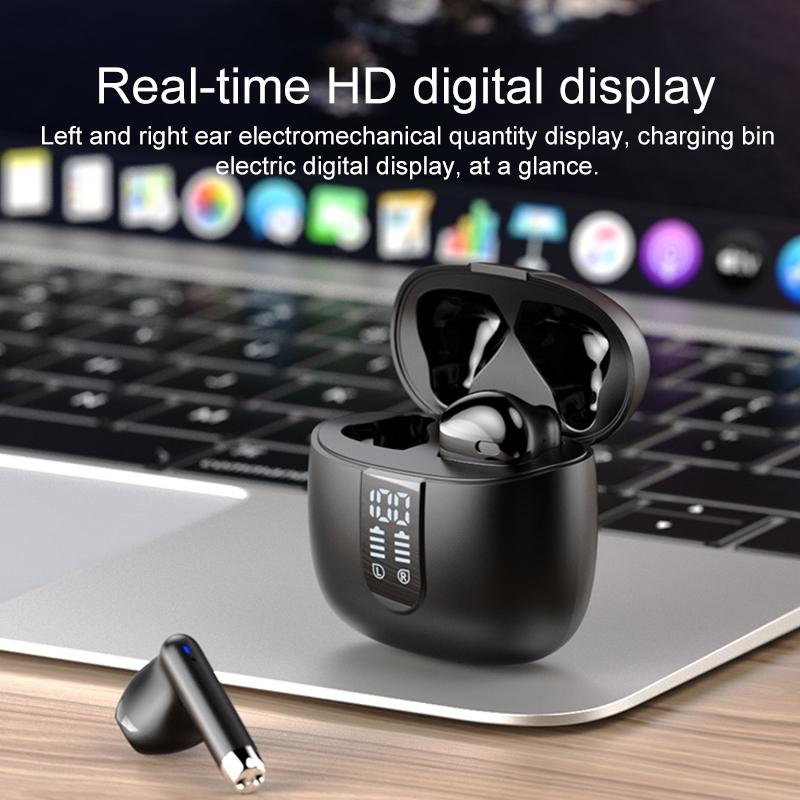 Wireless Bluetooth 5.0 Earphones with Led Display - Black