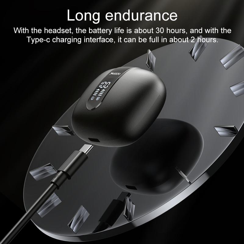 Wireless Bluetooth 5.0 Earphones with Led Display - Black