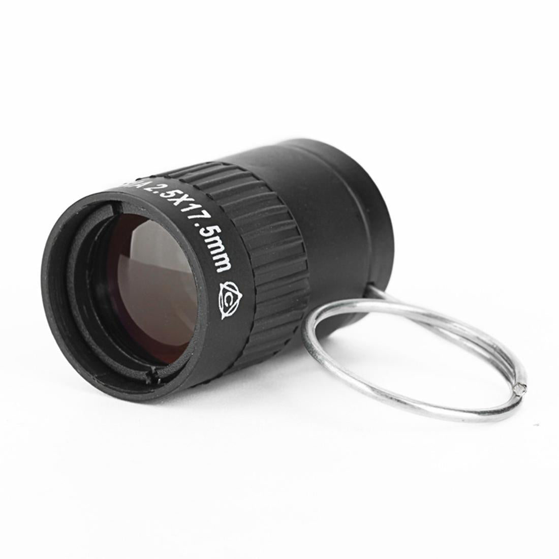 Mini Pocket Telescope with Finger Buckle - 2.5x17.5mm - Black