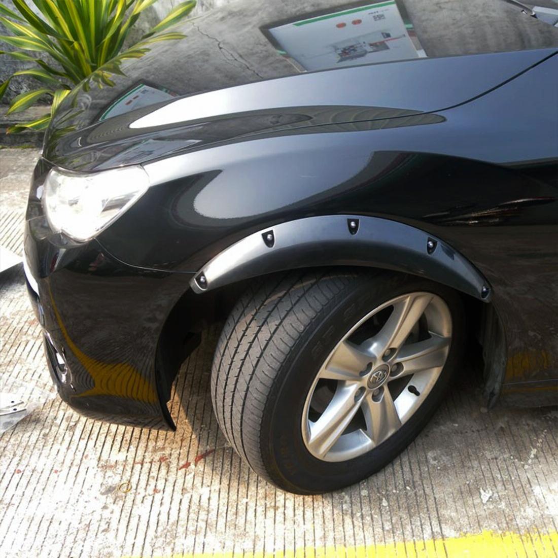 2 Pcs 58Cm Car Stickers Rubber Round Arc Strips Fender Flares Wheel Eyebrow Decal Sticker Black