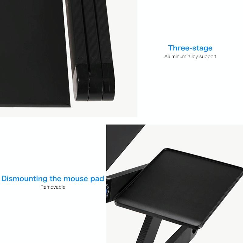 Foldable Laptop Stand with Dual Fans & Mouse Pad - 360 Degree Adjustable - Black