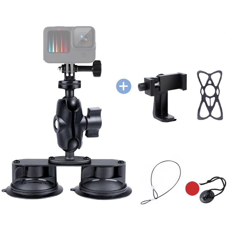 Universal Dual Suction Cup Mount for Action Cameras and Smartphones