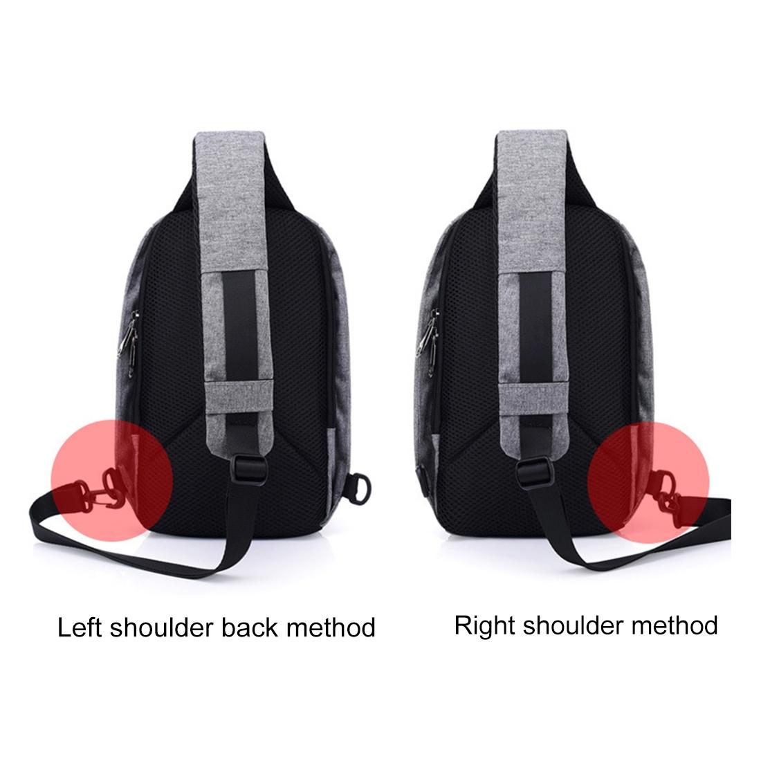 Portable Anti Theft Chest Bag With Usb Charging For Outdoor Sports Men / Women - Black